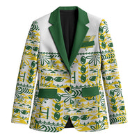 Cook Islands Island Floral Blazer White Traditional Kuki's Geometric Pattern LT9 Unisex White - Polynesian Pride