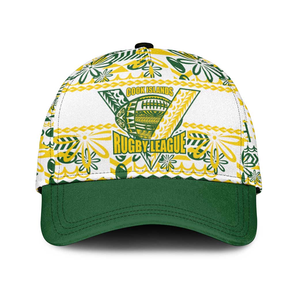 Cook Islands Island Floral Classic Cap White Traditional Kuki's Geometric Pattern LT9 Universal Fit White - Polynesian Pride