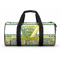 Cook Islands Island Floral Duffle Bag White Traditional Kuki's Geometric Pattern LT9 One size White - Polynesian Pride