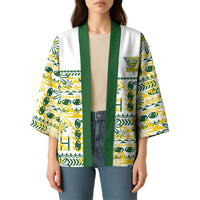 Cook Islands Island Floral Kimono White Traditional Kuki's Geometric Pattern LT9 - Polynesian Pride