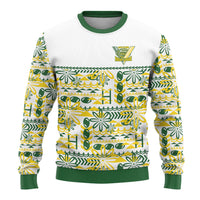 Cook Islands Island Floral Ugly Christmas Sweater White Traditional Kuki's Geometric Pattern LT9 - Polynesian Pride