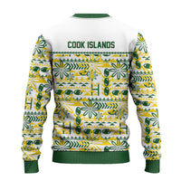 Cook Islands Island Floral Ugly Christmas Sweater White Traditional Kuki's Geometric Pattern LT9 - Polynesian Pride