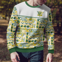 Cook Islands Island Floral Ugly Christmas Sweater White Traditional Kuki's Geometric Pattern LT9 - Polynesian Pride