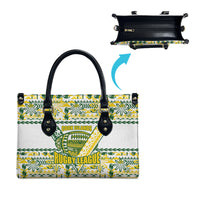 Cook Islands Island Floral Leather Bag White Traditional Kuki's Geometric Pattern LT9 - Polynesian Pride