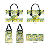 Cook Islands Island Floral Leather Bag White Traditional Kuki's Geometric Pattern LT9 - Polynesian Pride