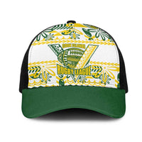 Cook Islands Island Floral Mesh Trucker Cap White Traditional Kuki's Geometric Pattern LT9 One Size Black White - Polynesian Pride