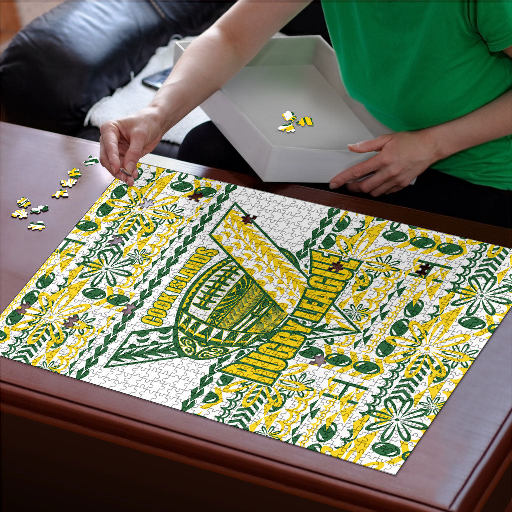 Cook Islands Island Floral Puzzle White Traditional Kuki's Geometric Pattern LT9 - Polynesian Pride