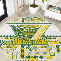 Cook Islands Island Floral Round Carpet White Traditional Kuki's Geometric Pattern LT9 White - Polynesian Pride