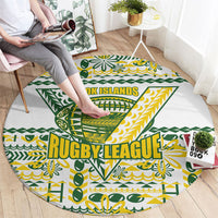 Cook Islands Island Floral Round Carpet White Traditional Kuki's Geometric Pattern LT9 - Polynesian Pride
