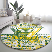Cook Islands Island Floral Round Carpet White Traditional Kuki's Geometric Pattern LT9 - Polynesian Pride