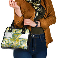 Cook Islands Island Floral Shoulder Handbag White Traditional Kuki's Geometric Pattern LT9 - Polynesian Pride