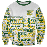 Cook Islands Island Floral Sweatshirt White Traditional Kuki's Geometric Pattern LT9 Unisex White - Polynesian Pride