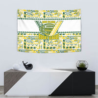 Cook Islands Island Floral Tapestry White Traditional Kuki's Geometric Pattern LT9 - Polynesian Pride