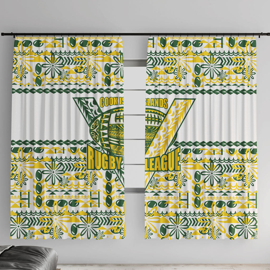 Cook Islands Island Floral Window Curtain White Traditional Kuki's Geometric Pattern LT9 With Hooks White - Polynesian Pride