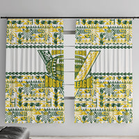 Cook Islands Island Floral Window Curtain White Traditional Kuki's Geometric Pattern LT9 With Hooks White - Polynesian Pride