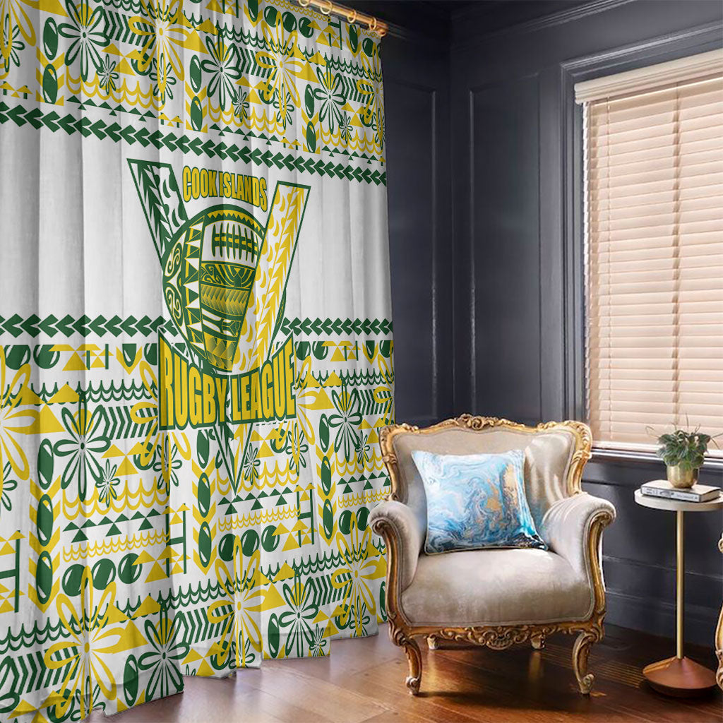 Cook Islands Island Floral Window Curtain White Traditional Kuki's Geometric Pattern LT9 - Polynesian Pride