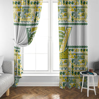 Cook Islands Island Floral Window Curtain White Traditional Kuki's Geometric Pattern LT9 - Polynesian Pride