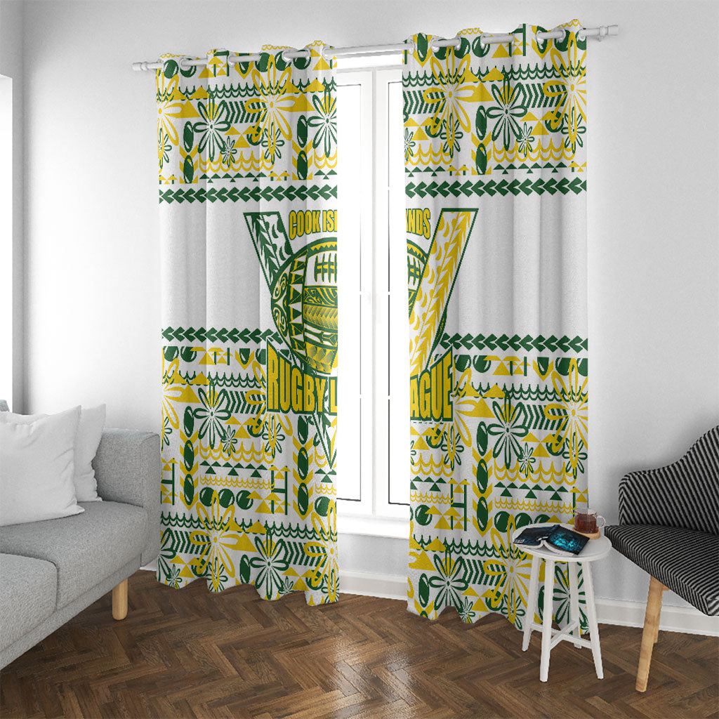 Cook Islands Island Floral Window Curtain White Traditional Kuki's Geometric Pattern LT9 With Grommets White - Polynesian Pride