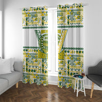 Cook Islands Island Floral Window Curtain White Traditional Kuki's Geometric Pattern LT9 With Grommets White - Polynesian Pride