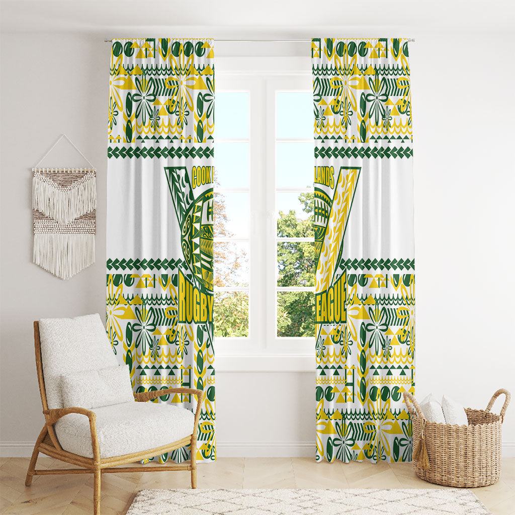 Cook Islands Island Floral Window Curtain White Traditional Kuki's Geometric Pattern LT9 - Polynesian Pride
