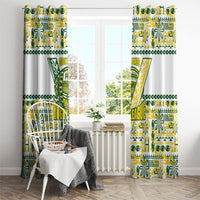 Cook Islands Island Floral Window Curtain White Traditional Kuki's Geometric Pattern LT9 - Polynesian Pride