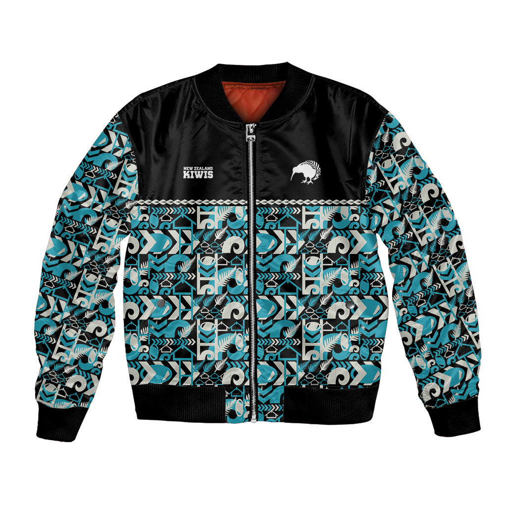 Aotearoa New Zealand Kiwis Tima Riki Motu Bomber Jacket LT9 Unisex Black - Polynesian Pride