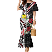 Hawaii Monk Seal Santa Family Matching Mermaid Dress and Hawaiian Shirt Hibiscus Kakau Pattern Mele Kalikimaka