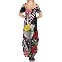 Hawaii Monk Seal Santa Family Matching Summer Maxi Dress and Hawaiian Shirt Hibiscus Kakau Pattern Mele Kalikimaka