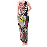 Hawaii Monk Seal Santa Tank Maxi Dress Hibiscus Kakau Pattern Mele Kalikimaka