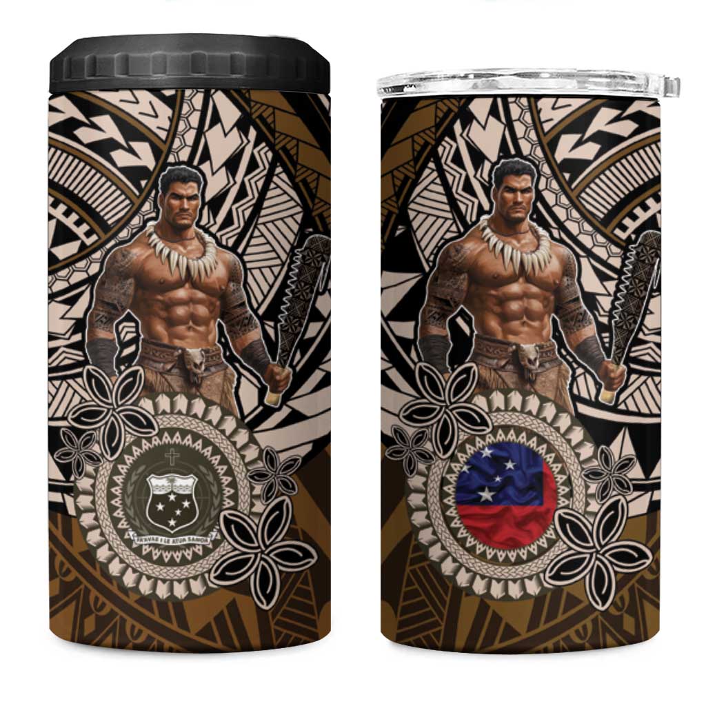 Samoa Warrior 4 in 1 Can Cooler Tumbler The Mighty Samoan Warrior Spirit