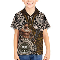 Samoa Warrior Kid Hawaiian Shirt The Mighty Samoan Warrior Spirit LT9 Kid Black - Polynesian Pride