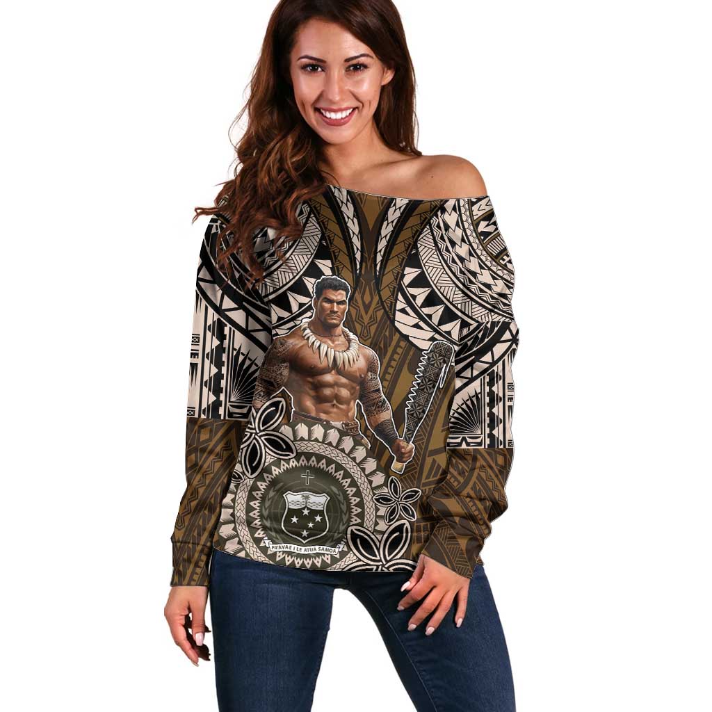 Samoa Warrior Off Shoulder Sweater The Mighty Samoan Warrior Spirit