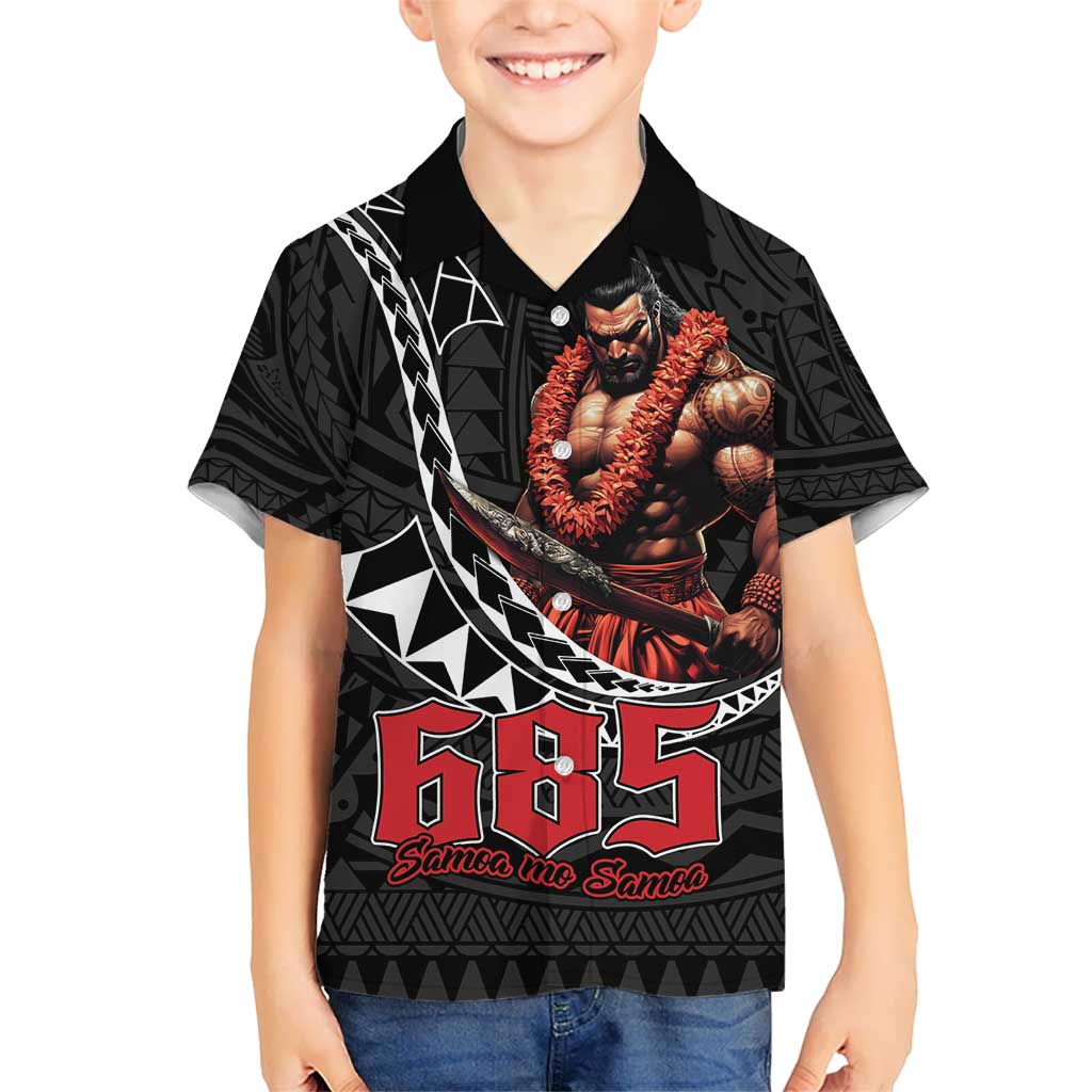 Samoan Pride Polynesian Tribal Warrior Kid Hawaiian Shirt 685 Samoa Mo Samoa LT9 Kid Black - Polynesian Pride