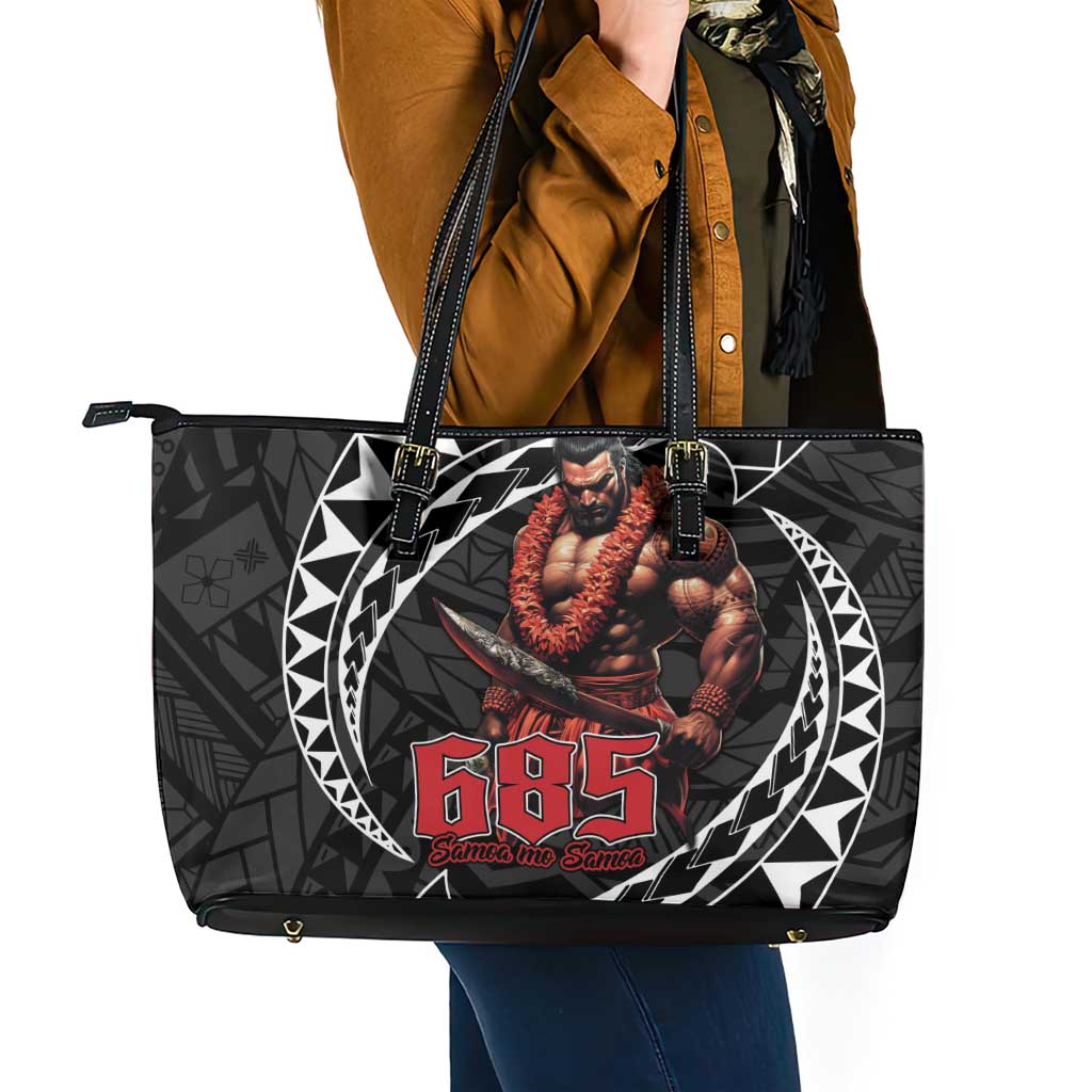 Samoan Pride Polynesian Tribal Warrior Leather Tote Bag 685 Samoa Mo Samoa