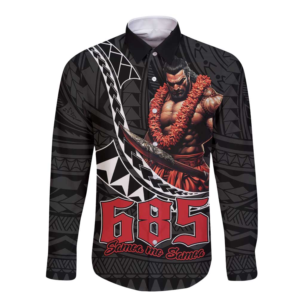 Samoan Pride Polynesian Tribal Warrior Long Sleeve Button Shirt 685 Samoa Mo Samoa LT9 Unisex Black - Polynesian Pride