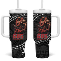 Samoan Pride Polynesian Tribal Warrior Tumbler With Handle 685 Samoa Mo Samoa LT9 One Size: 40 oz Black - Polynesian Pride