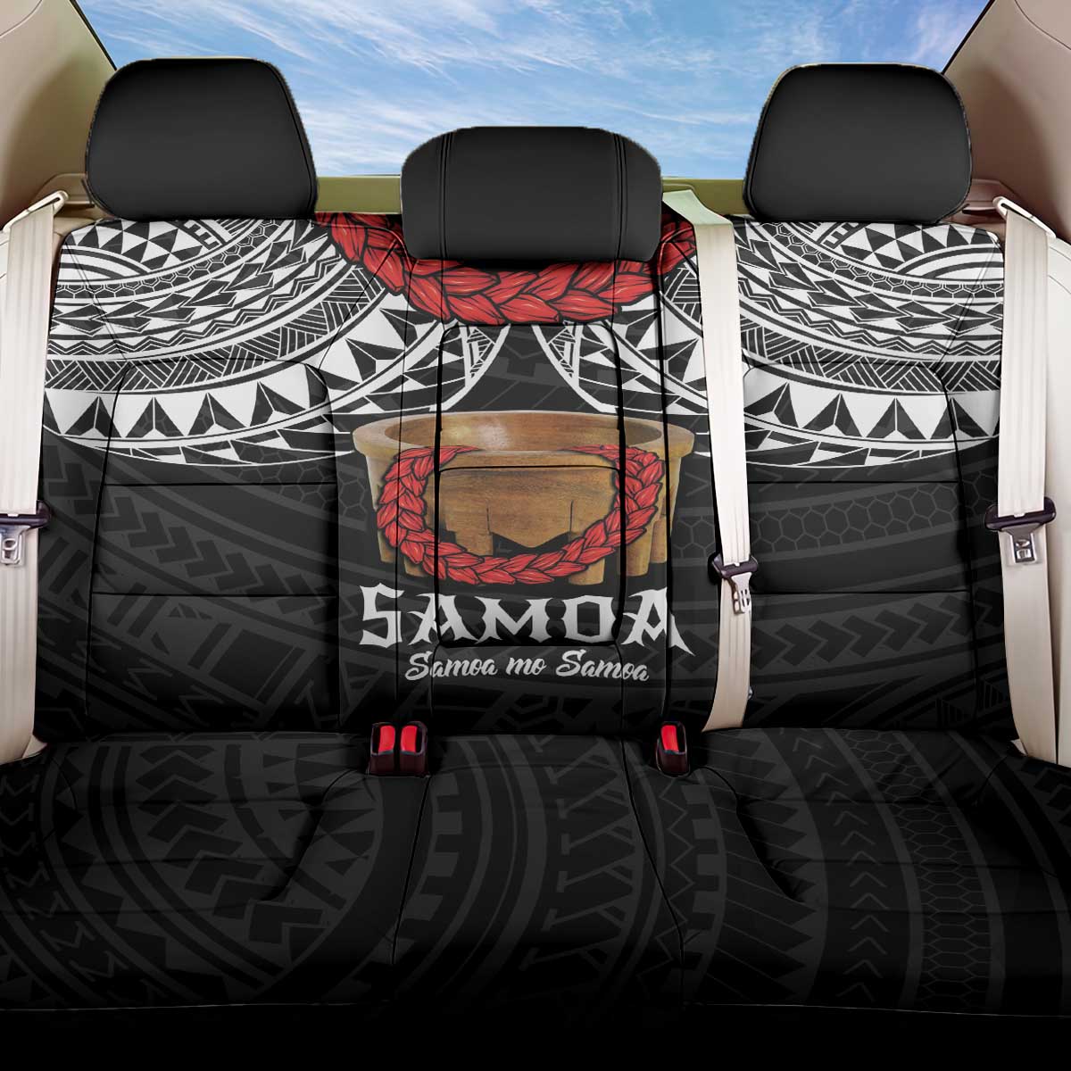 Samoan Tanoa Kava Bowl Ula Fala Back Car Seat Cover Polynesian Tribal Vibe