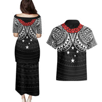 Samoan Tanoa Kava Bowl Ula Fala Couples Matching Puletasi and Hawaiian Shirt Polynesian Tribal Vibe