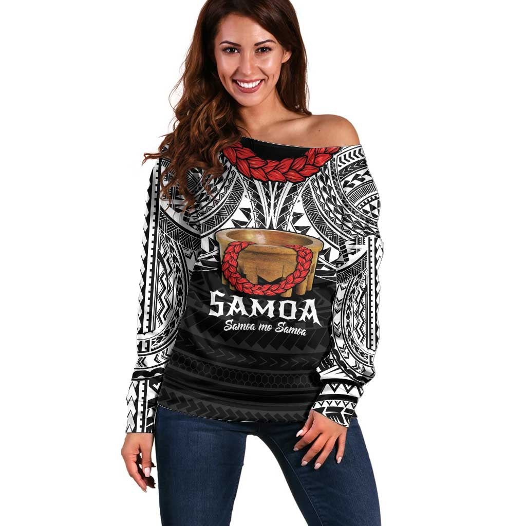 Samoan Tanoa Kava Bowl Ula Fala Off Shoulder Sweater Polynesian Tribal Vibe