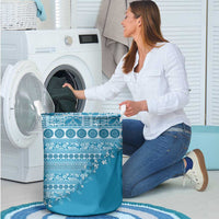 Fiji Marau na Kerisimasi Laundry Basket Aqua Tagimoucia Tapa Masi Tribal - Polynesian Pride