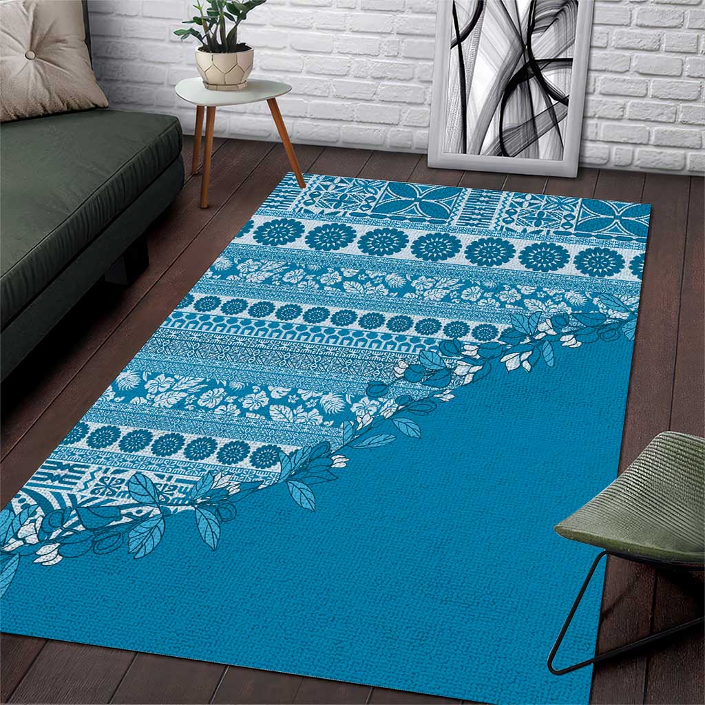 Fiji Marau na Kerisimasi Area Rug Aqua Tagimoucia Tapa Masi Tribal - Polynesian Pride