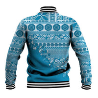 Fiji Marau na Kerisimasi Baseball Jacket Aqua Tagimoucia Tapa Masi Tribal - Polynesian Pride