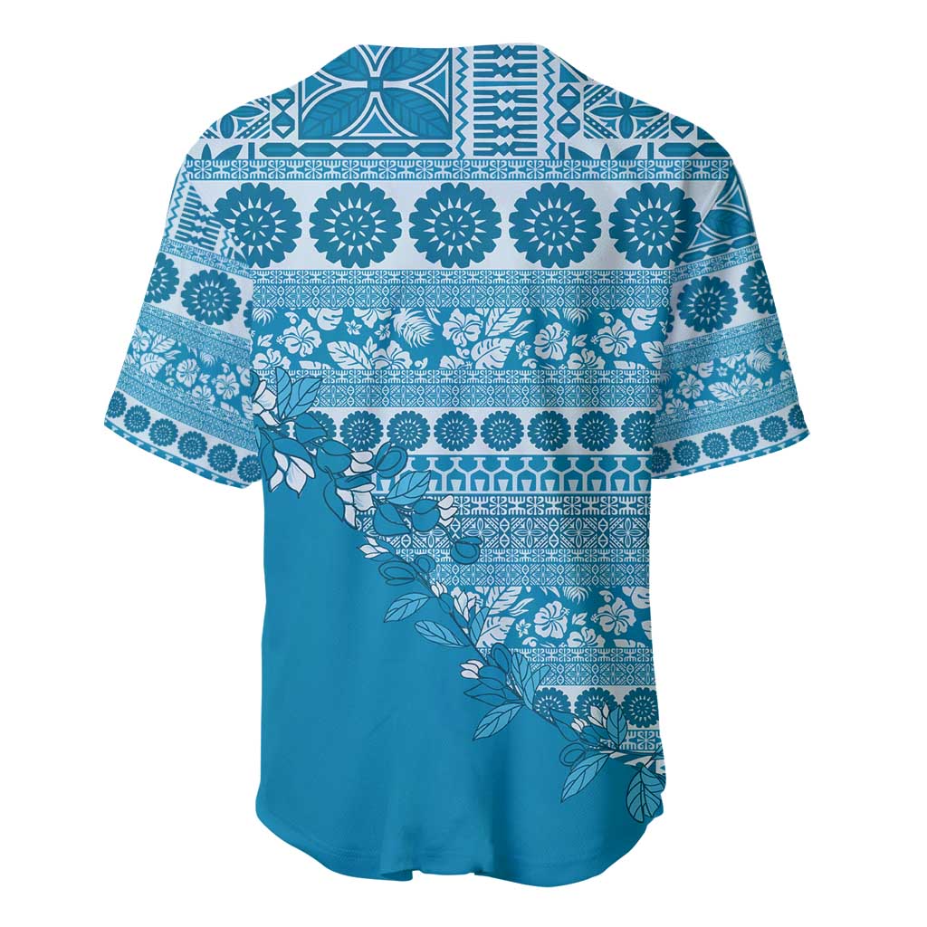 Fiji Marau na Kerisimasi Baseball Jersey Aqua Tagimoucia Tapa Masi Tribal - Polynesian Pride