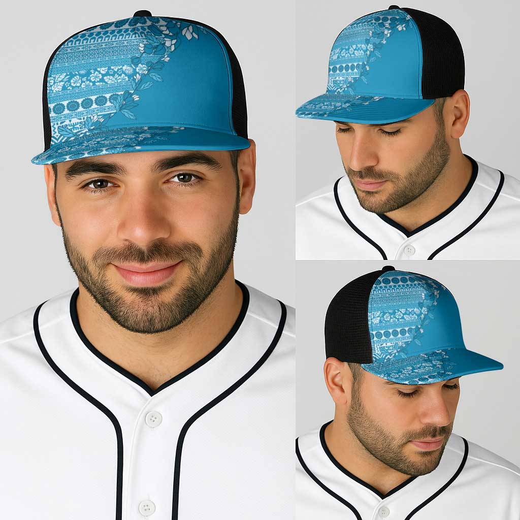 Fiji Marau na Kerisimasi Baseball Net Cap Aqua Tagimoucia Tapa Masi Tribal - Polynesian Pride