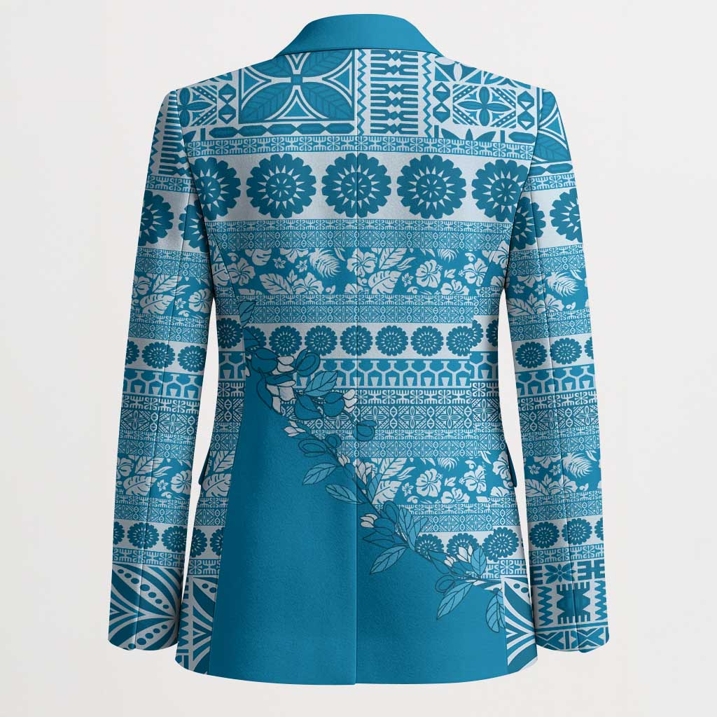 Fiji Marau na Kerisimasi Blazer Aqua Tagimoucia Tapa Masi Tribal - Polynesian Pride