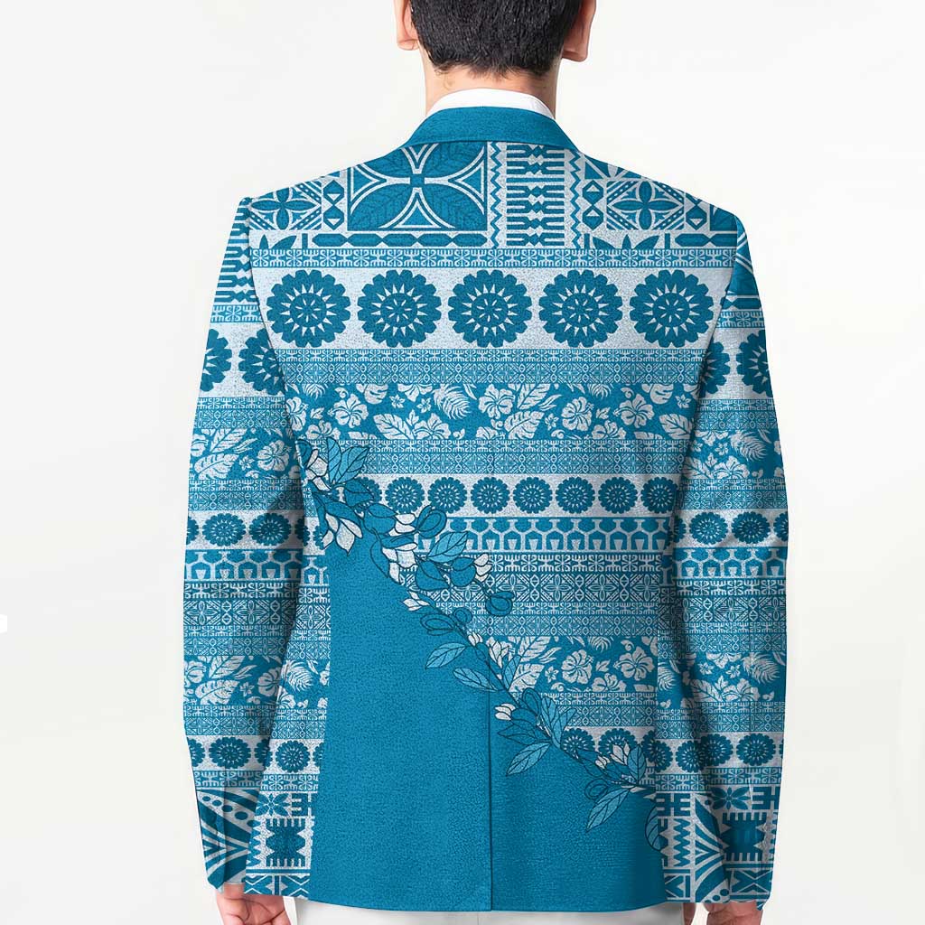 Fiji Marau na Kerisimasi Blazer Aqua Tagimoucia Tapa Masi Tribal - Polynesian Pride