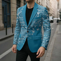 Fiji Marau na Kerisimasi Blazer Aqua Tagimoucia Tapa Masi Tribal - Polynesian Pride