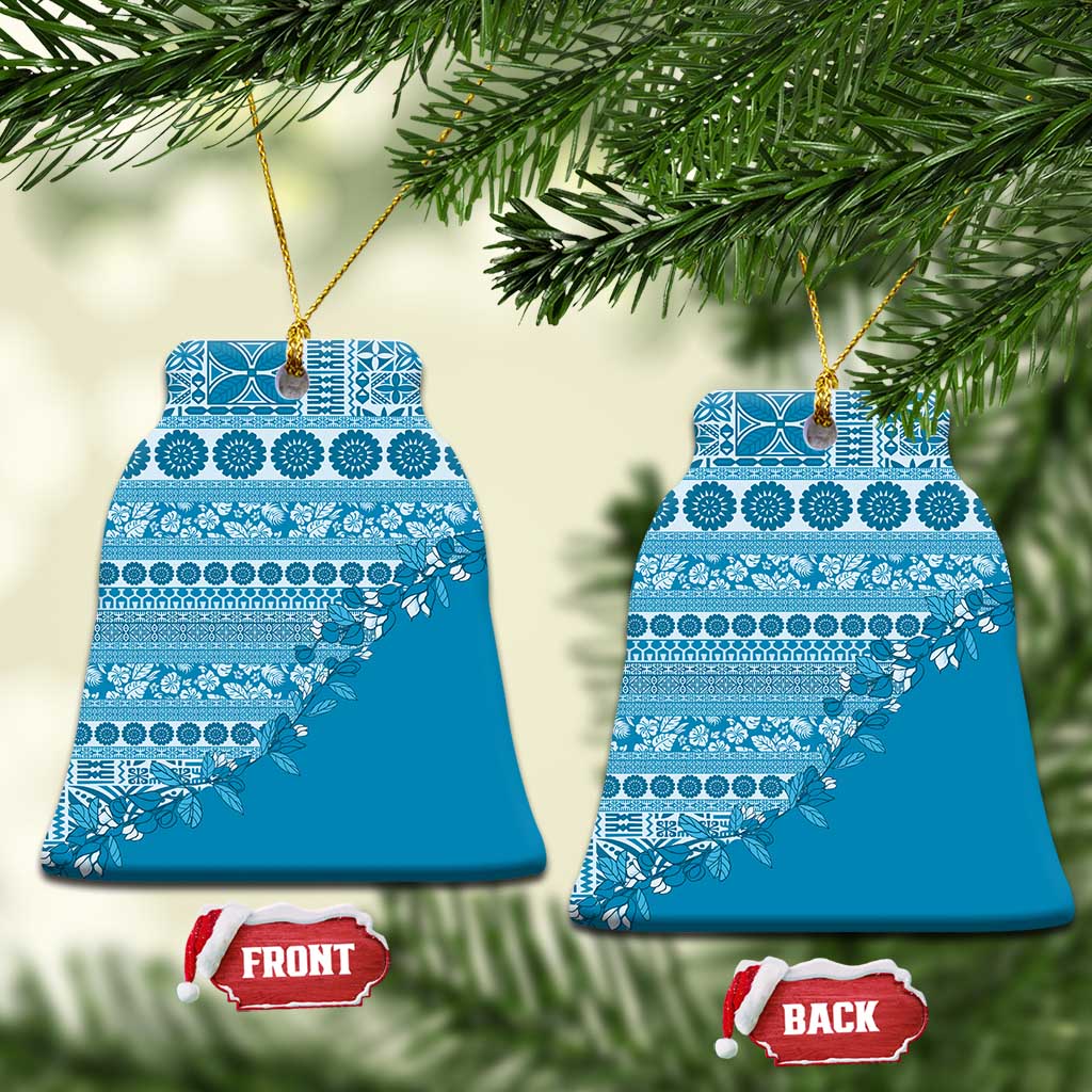 Fiji Marau na Kerisimasi Ceramic Ornament Aqua Tagimoucia Tapa Masi Tribal - Polynesian Pride