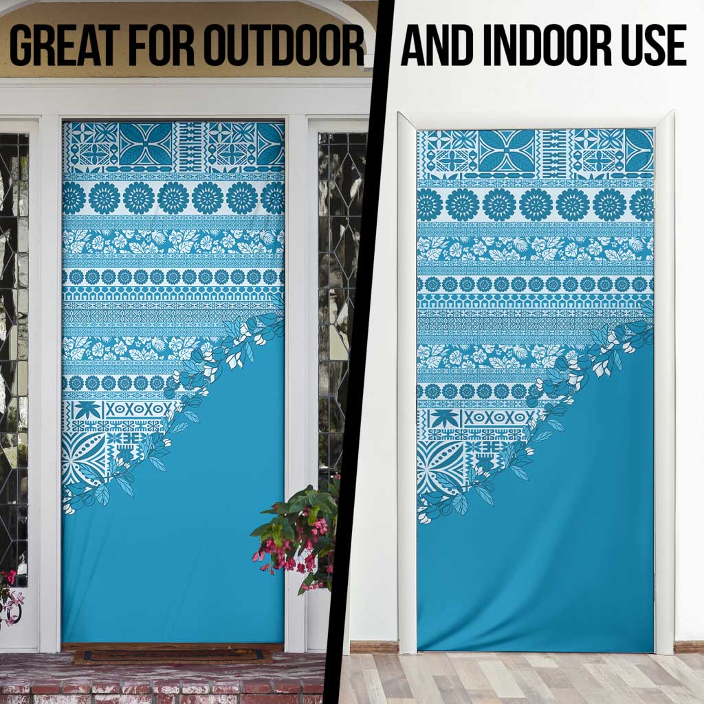 Fiji Marau na Kerisimasi Door Cover Aqua Tagimoucia Tapa Masi Tribal - Polynesian Pride