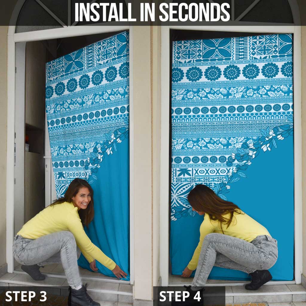 Fiji Marau na Kerisimasi Door Cover Aqua Tagimoucia Tapa Masi Tribal - Polynesian Pride